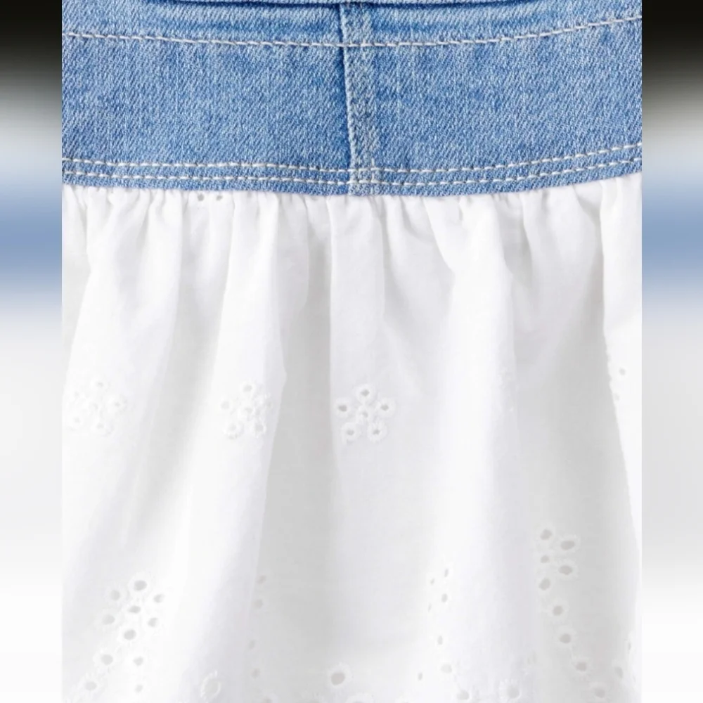 OshKosh B'gosh Denim and White Eyelet Skirtall Size 3T EUC